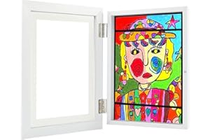 AMESOR Ramki artystyczne dla dzieci, otwierane z przodu, ścienne, wystawowe, przechowywania, na około 50–150 obrazów, na dzieła sztuki, zdjęcia, rysunek