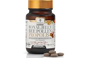 BEE & YOU Royal Jelly, Bee Pollen, Propolis Ultra Strength Immune and Energy Booster Extract 500 mg x 60 Tablets-Rich in Functional Antioxidants, Vitamins and Minerals to Support Your Immune System