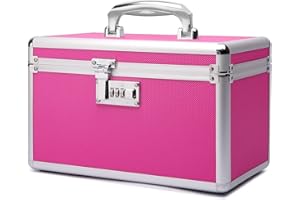 HEWEI WORKS Scatola Medica a Prova di Bambino con Serratura a Combinazione, Cassetta Kit Pronto Soccorso Vuota, Scatola Multiuso, Incluso in un Piccolo Portapillole Portatile (medio/rosa)