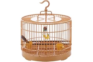 duhe189014 Vintage Travel Bird Cage Bird Feeding Cage Breathable Bird Carrier Parrot Retro Round Travel Cage proficient