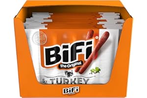 ‎BIFI BiFi Turkey Sticks – 100er Pack (100 x 20g) – Pute Wurst Snack To Go - Luftgetrocknet Fleisch & Wurstwaren Paket - mit Pfeffer, Koriander und Knoblauch - Ideale Knabberbox - Wurstpaket