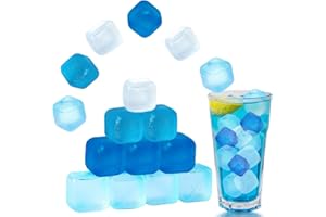 KEELYY 60x Eiswürfel Wiederverwendbar, Eiswürfel Kunststoff Bpa Frei, Party-Eiswürfel zum Kühlen von Getränken, Ice Cube Reusable, Blau