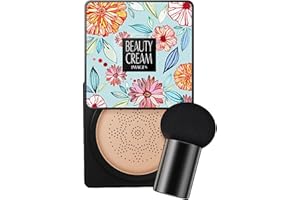 HUDHOWKS CC Cream, Maquillaje, Base Líquida, Mushroom Head Air Cushion Foundation BB Cream, Corrector Hidratante Maquillaje Brillante Larga Duración, Fácil Aplicar