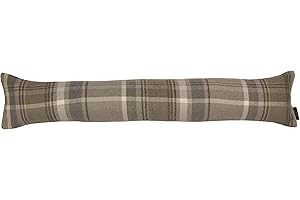 MCALISTER TEXTILES McAlister Natural Beige Heritage Tartan Fabric Draught Excluder 18cm x 100cm Large Draft Stopper For Doors & Windows Machine Washable Outer Fabric & Removable Inner