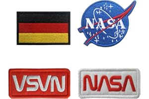 Zcketo 4 Satz NASA Aufnäher mit Verschluss Gestickt, Nasa Platz Deutschland Patch für kleidung Cap Jeans Rucksack für Kleidung Taschen Rucksack Uniform Weste Militär Taktisch Jersey
