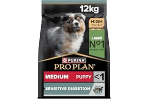 PURINA PRO PLAN | Sensitive Digestion | Croquettes complètes pour chiot de moyenne taille | Favorise un système digestif sain | Riche en Agneau | Croquettes | Sac de 12kg