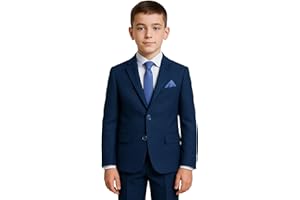 SIRRI Boys' 7-Piece Self-Patterned Suit Set – Slim Fit Wedding Special Occasion Outfit