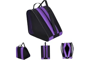 OBELUNRP Roller Skate Bag 3 Layer Heavy Duty Ice Skate Bag Breathable Waterproof Scratch-Resistant Oxford Figure Skate Bag with Tote & Adjustable Strap Zippered 11x15x14in Skate Bag for Kid, Ice Skate Bag, R