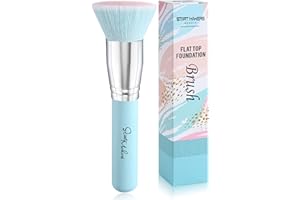 Make Up Pinsel Start Makers Flacher Foundation Pinsel, Kabuki Pinsel Hergestellt aus Dicken Synthetischen Hochwertigen Borsten, Ideal für Cremige, Pulverisch oder Flüssige Foundation(Blau)