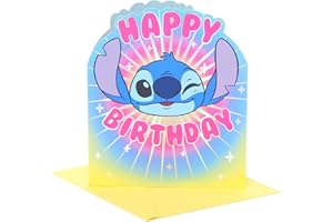 UK Greetings Disney Lilo & Stitch Birthday Card for Boys/Girls - Stitch's Face Design