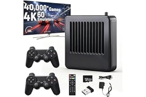 LEONDESIGNS Retro Game Console - Retro Game Stick Over 40,000 Integrated Games, Over 50 Emulators, 4K Output, 2 Wireless Controllers-Black