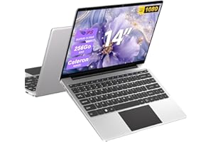 BVATE Ordinateur PC portable 14 pouces 256Go Win11 Celeron N4020 Support 1 To SSD Expansion 2.4G+5G WiFi Bluetooth 4.2 USB HDMI 1920 x 1080 FHD avec souris sans fil & Membrane de clavier AZERTY - Argent-w