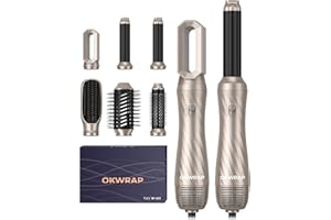 ‎OKWRAP Hair Styler OKWRAP Airstyler set 6 In 1 Mit Rundbürstenföhn Haarstyler Warmluftbürste Curly All In One Air Styler, Volumen Föhnbürste,Für Glätten, Trocknen, Volumen, Locken