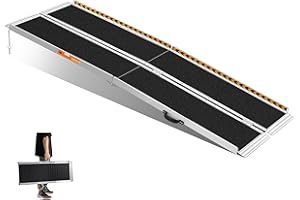 ‎GARDHOM Rollstuhlrampe 213,5CM, gardhom Max. 362KG Ladekapazität Anti-Rutsch Alu Klapprampe für Rollstuhlfahrer oder Rollator, Schwellenrampe für Heimtreppen Treppen Türen Mobilitätsroller