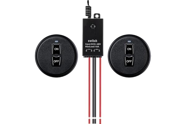 dstfuy 12 V trådlös strömbrytare, DC 5 V/12 V/24 V/48/10 A minirelä, fjärrkontroll 328 fot, för taklampor, lampor
