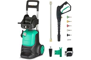 Amazon Basics Lavadoras a presión con cable, 2200 W, máximo 145 bar, máximo tasa de flujo: 500 l/h, verde