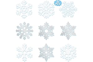 Zonon 45 Pieces Snowflake Cutouts Decorations, Winter Christmas Snowflake Paper Cutouts with Glue Point Dot for Bulletin Board Winter Party Home Class Office Decor Accessories (Silver,White)