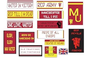 GamesMonkey® - Kit 15 Ultras Man United Stickers - Ultras Red Devils Manchester - Glossy Vinyl HD Flags and Lettering for Fans