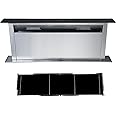 Cookology Downdraft Cooker Hood, Built-into Island Worktop Extractor Fan & Recirculating Carbon Filter (90cm, Stainless Steel)