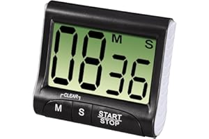 XAVAX | Temporizador de Cocina, Modo Digital, Pantalla Grande de 4 dígitos, Color Negro