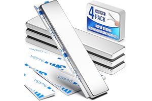 GRTARD Magnete Stark, 4 Stück 60 x 10 x 3 mm Silber Starke Magnet für Magnettafel,Eisenwerkzeuge, Neodym Magnete Extra Starke, Magnetleiste, Kühlschrankmagnete, Seltenerdmagnete mit Doppelseitigem Klebstoff