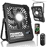 Ventilador Port&aacute;til para Camping con Bater&iacute;a de 20000 mAh, Ventilador de Viaje Recargable Ultradelgado de, Hasta 82 Horas de