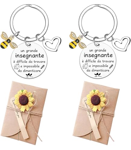 Confezione Da 6 Portachiavi Di Ringraziamento Per Insegnanti A Forma Di Ape, Con Biglietti Di Auguri – Regalo Di Apprezzamento Per Maestre E Maestri