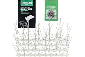 Satargo Bird Spikes Stainless Steel Pigeon Spikes Bird Deterrent for Roofs and Windows, Fence Spikes for Anti Crows, Seagulls and Small Birds Repellent 2.5m