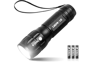 Lighting EVER Lepro Lampe Torche L8000 Puissante, Lampe de Poche Zoomable Étanche IPX4, 3 AAA Piles Compris, LED Militaire en Aluminium pour Camping, Randonnée, Urgences