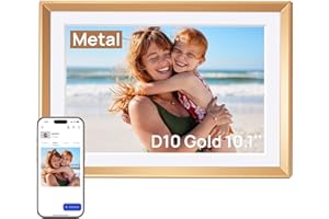 ARZOPA 10.1" Metal Digital Photo Frame Free Cloud Storage WiFi Digital Picture Frame HD Touchscreen No Subscription APP Sharing Unlimited Photos/Videos Best Custom Frame for Gifting Family - D10 Gold