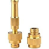 Amazon Basics Brass Garden Hose Adapter with Adjustable Spray Patterns(Pack of 1)| High-Pressure Water Spray Gun for Plants a