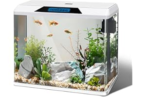 Nobleza - 54L Acuarios y Peceras Completas, Peceras de Cristal con Sistema de Filtrado e Iluminación LED, Acuarios de Iniciación, Blanco