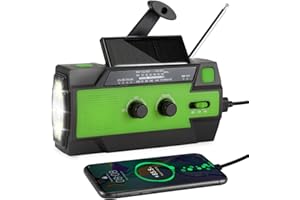 Randaco Kurbelradio Solar Radio Tragbar Dynamo Radio, 4000mAh Wiederaufladbare Batterie, LED Camping Licht, Power Bank, SOS-Alarm,Kompass,USB-Anschluss zum Aufladen des Mobiltelefons im Notfall