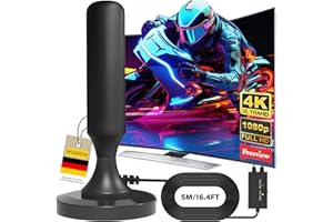 WEIMEIH Antenna TV Interna 2026 Antenna TV Interna Amplificata Potente, Terrestre con 500 km di Ricezione con Base Magnetica, Amplificatore di Segnale Support 4K HD/1080P per HDTV(black)