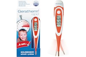 ‎GERATHERM GERATHERM rapid Fieberthermometer/Digitales Thermometer/Fieberthermometer mit flexibler Goldspitze, antiallergisch/extra schnelle Messung in 9 Sekunden/Geeignet für Kinder