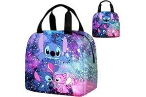 FISAPBXC Stitch Lunch Box Bag, Stitch Lunch Sulation Bag Tote Bag for Kids Reusable Lunch Bag Portable Lunch Box Food Storage Bag for School Travel Picnic Camping