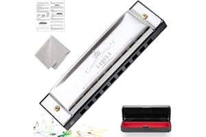 LAQULA Harmonijka Diatoniczna Bluesowa Tonacja C Harfa Bluesowa Harmonijka Ustna 10 Otworów z Futerałem Ochronnym, Standardowy Prezent Dla Dorosłych, Profesjonalistów, Początkujących i Studentów