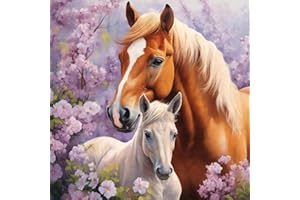 Lxmsja 5D Diamond Painting Adulti, Diamond Painting Cavallo Kit Completo, Animale Diamantini Crystal Art, Strass Ricamo a Punto Croce, Hobby Creativi Adulti Decorazioni da Parete e Casa 30x30cm