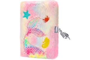PESLNG Diario Segreto Bambina - Diario con Lucchetto, Ideale per la Scuola e Come Regalo per il Ritorno a Scuola e Occasioni Speciali (Sirena perlata, colore chiaro, Multi)