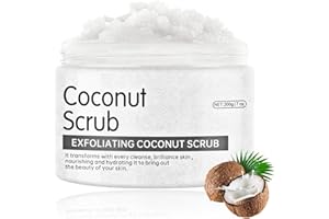 TRENDYFAVE Hydrating Coconut Body Scrub 200g – Exfoliating Body Scrub & Body Exfoliator for Smooth Radiant Skin, Coconut Oil, Gentle Foot Scrub & Exfoliating Face Scrub, Vegan Natural Spa Body Polish