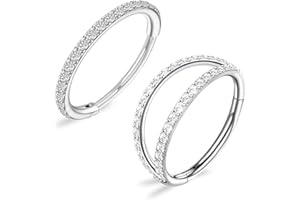 SGQTZDZQ 2PCS Titanium Nose Ring, Septum Ring Diamond Setting Process, 8MM Nose Rings for Birthday Party Camping