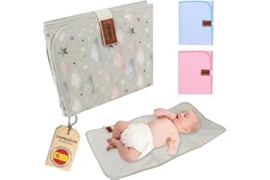 Bebesar® Cambiador Bebe Portatil Impermeable y Plegable - Acolchado Para Viaje (Estrellas Gris)
