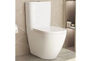 ROYAL BATHROOMS.CO.UK Abacus Modern White Close Coupled Rimless Toilet with Dual Flush Cistern Soft Close Seat Bathroom WC