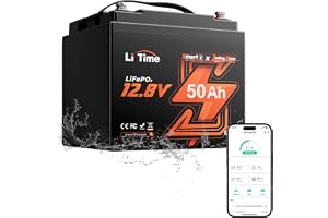 LiTime LiFePO4 12V 50Ah TM Litiumbatteri Bluetooth, 50A BMS för Båt
