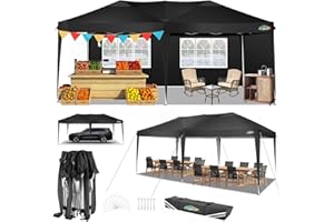 COBIZI Pop Up Gazebo 3x6m with 4 Removable Sidewalls,6 x 3 m Pop-up Commercial Tent Gazebo,Waterproof Silver-costed Oxford Marquee Canopy,UPF50+, Tent for Parties Garden & Outdoor Event,Black