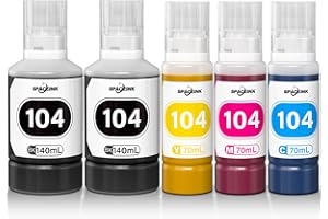 SPACEINK Lot de 104 cartouches d'encre compatibles avec Epson 104 ET-2820 ET-4800 ET-2870 ET-2810 ET-2862 ET-2826 ET-2856 ET-4810 ET-2811 ET-2812 ET-2814 ET-2814 Modèle 2815. ET-2821 ET-2710 ET-2711 Imprimante