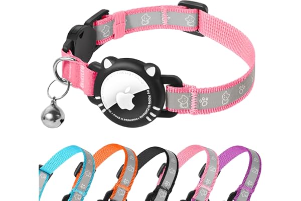 AgoumLux Réfléchissant Collier Chat Compatible avec Airtag Apple Collier, Boucle de Sécurité Anti étranglement pour Chaton, GPS Air Tag Non Inclu