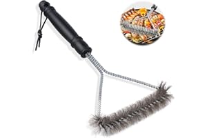 LOBVABA Spazzola Barbecue, 30cm Spazzola Triangolare per Barbecue, Spazzola per Griglia in Acciaio Inox, Pulizia a 360° Spazzola per Griglie, Spazzola Per la Pulizia per Pulire Griglia, Forno, Teglie da Forno