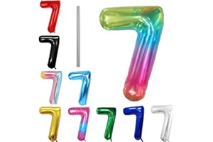 AOISYESBIG Geburtstag zahlen Luftballon 7 jahre-Gelee farbe XXL Jumbo Folienballon 40 Zoll – 101 cm Luftballons 7. Geburtstag Junge Mädchen Babyparty Geburtstagsdeko Jubiläumsparty Dekoration – Fliegt mit Helium