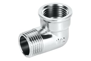 BFG Codo de Latón Cromado 1/2" BSP (18,6mm) Hembra x 1/2" BSP (21mm) Macho, Accesorios de Fontanería para Tubería de Agua, Accesorio Roscado de Plomería, 10 Bar, Temp. Máx. Temp. 95°C